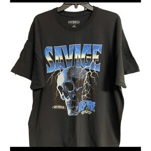 Hybrid T-Shirt SAVAGE SHOW NO MERCY BORN THIS WAY BLUE SKULL & LIGHTNING